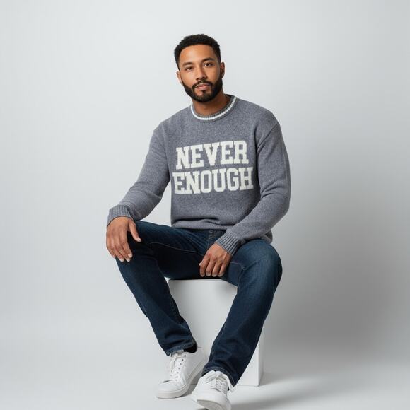 UNITED COLORS OF BENETTON "NEVER ENOUGH" WOOL PULLOVER SWEATER MEN SIZE LARGE - Picture 9 of 9